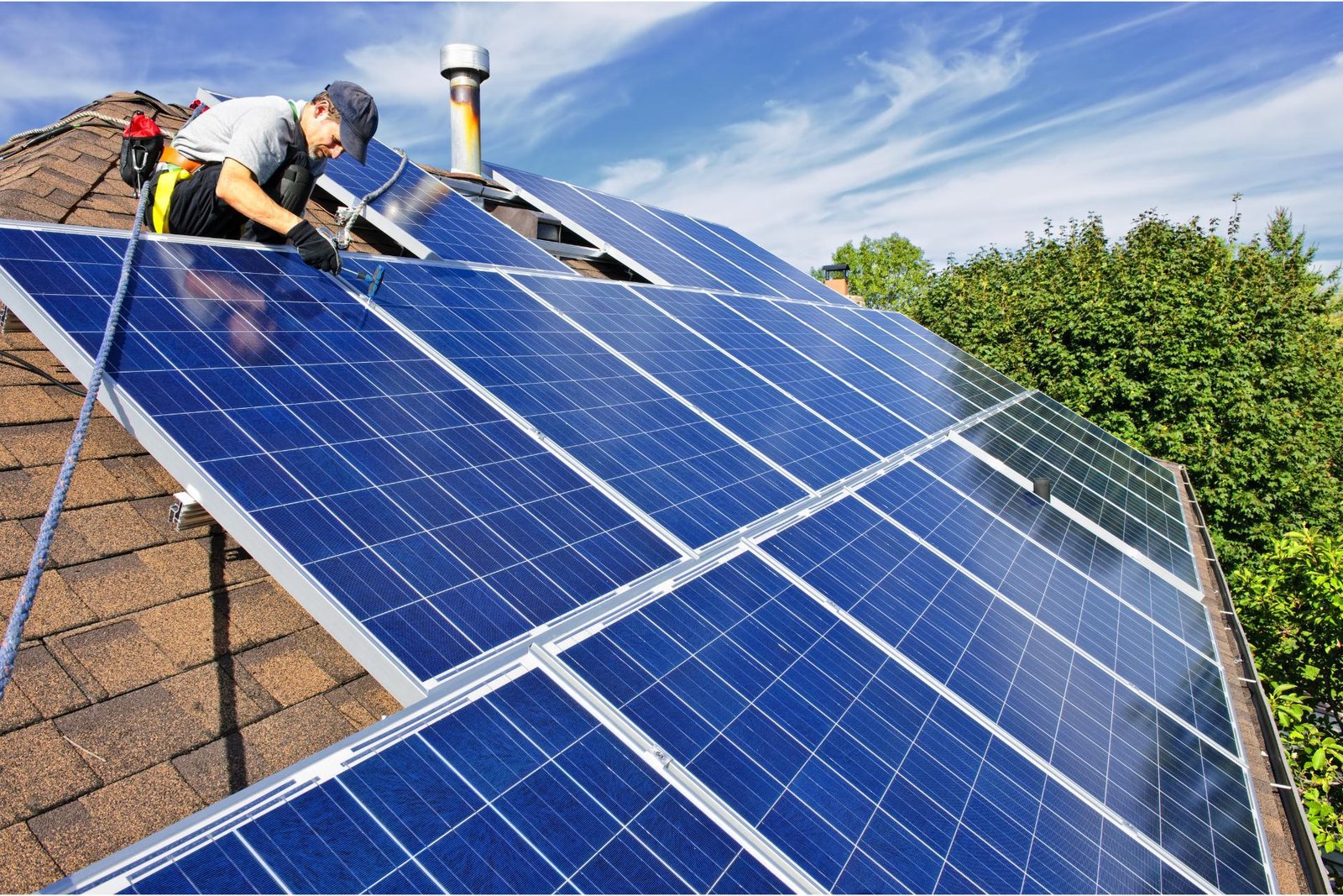 Rooftop solar solution installed on a building